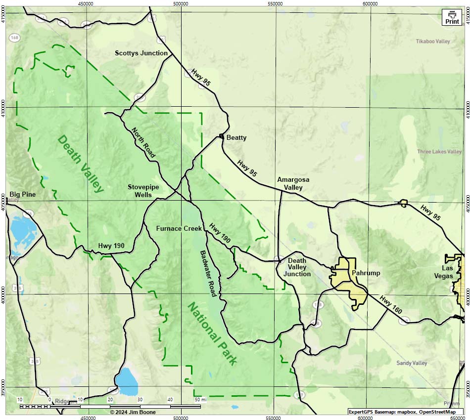 Death Valley National Park Area Map