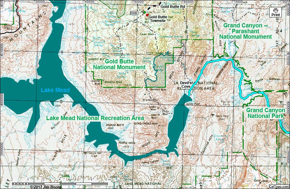 Gold Butte Map - South Section