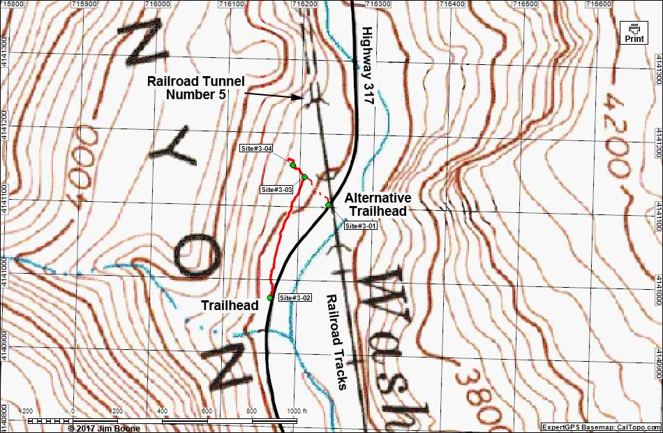 Rainbow Canyon Rock Art Site #3 Map