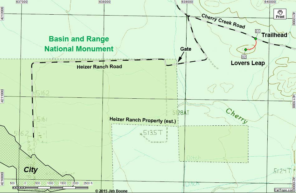 Lovers Leap Hiking Route Map