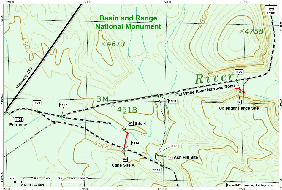 White River Narrows Rock Art Site Map - South