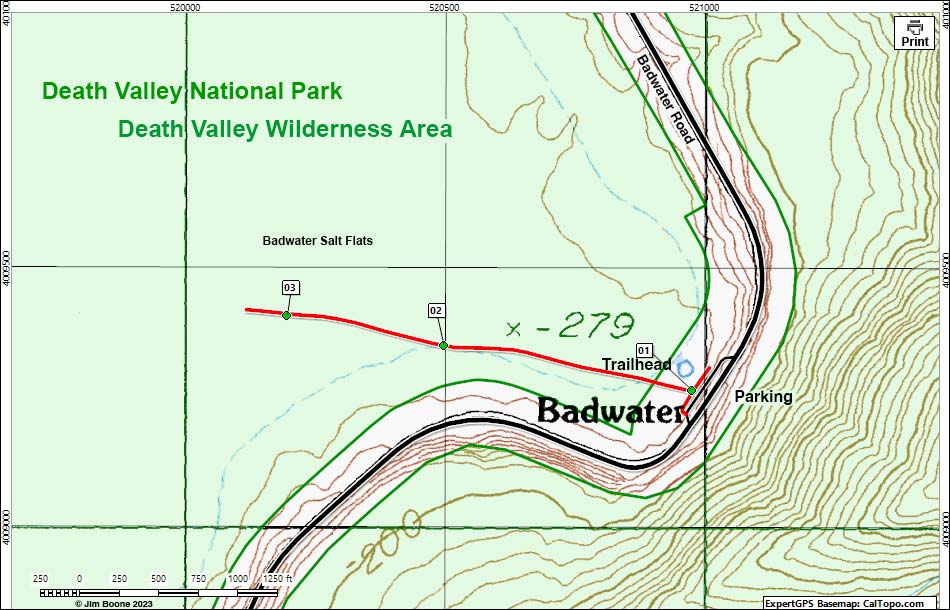 Badwater Salt Flat Trail Map