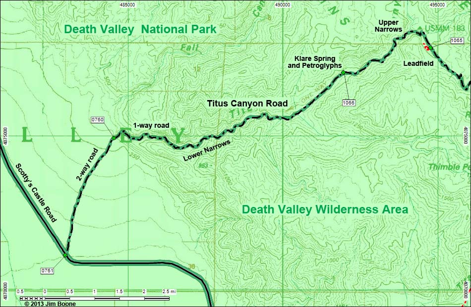 Titus Canyon Road Map