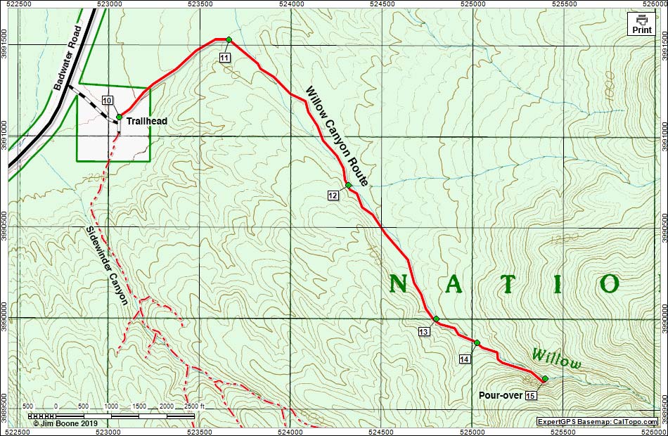 Willow Canyon Route Map