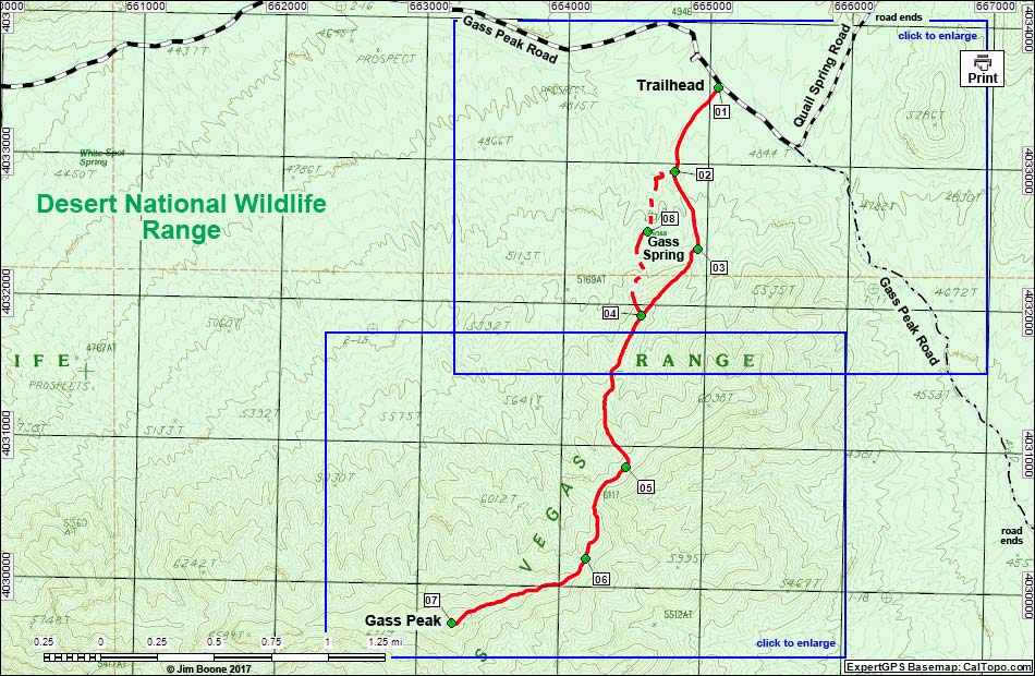 Gass Peak Route Map