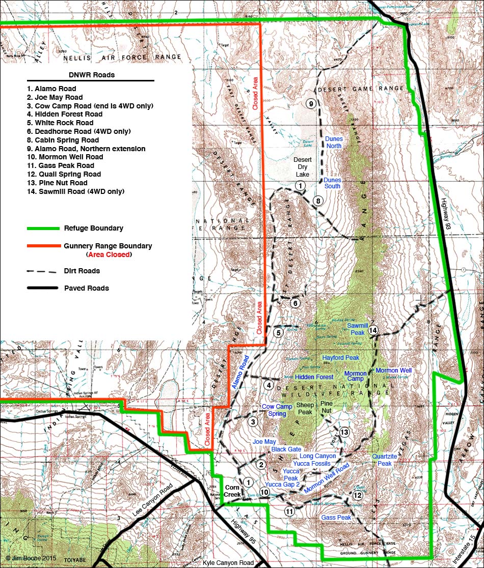 Hiking Around Las Vegas: Desert National Wildlife Range Overview Map