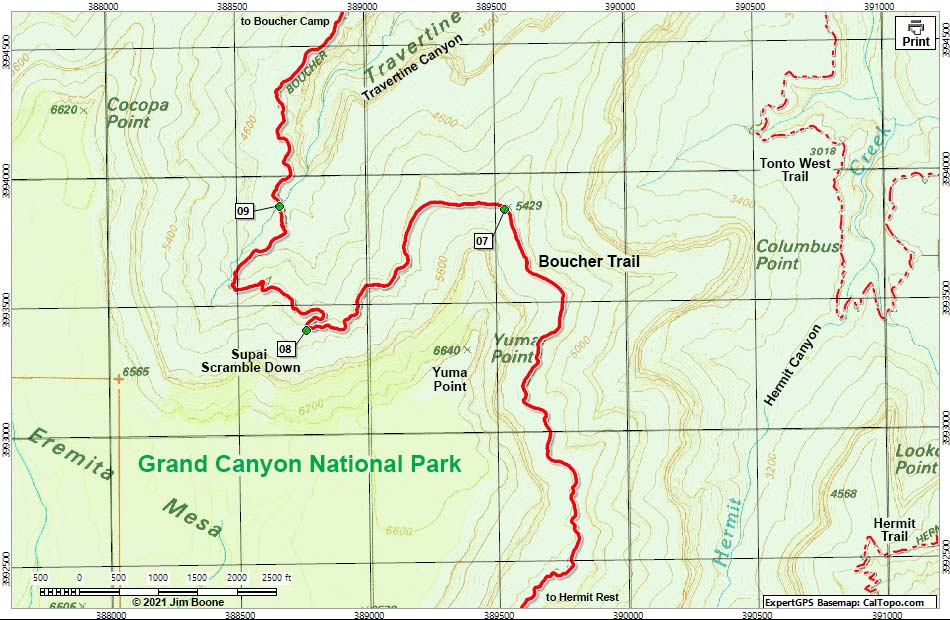 Boucher Trail Map (middle section)