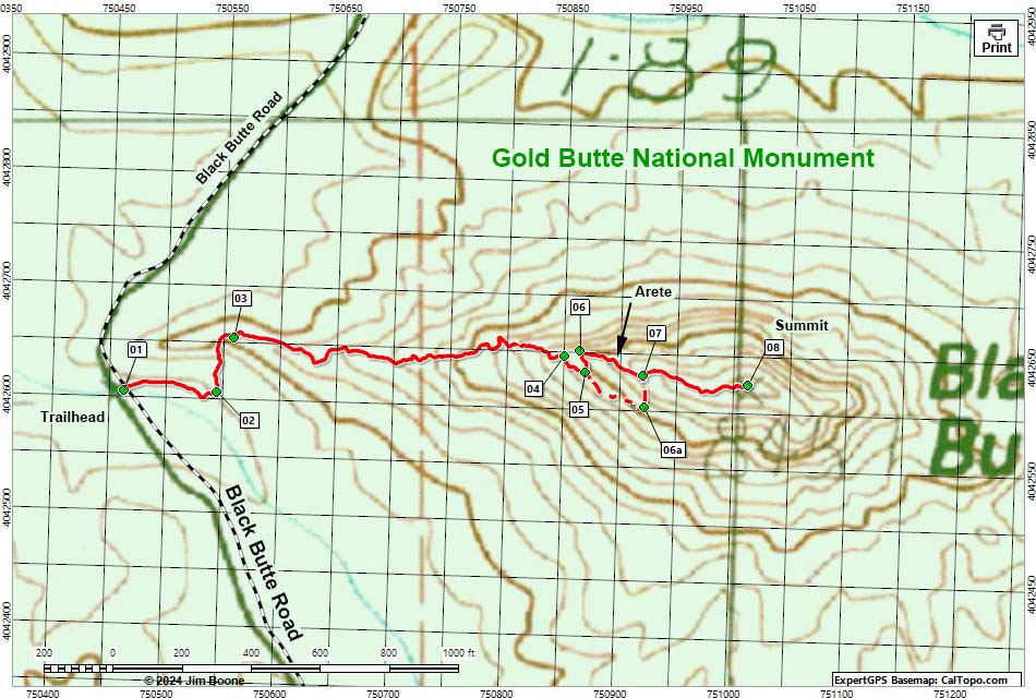 Black Butte Peak Route Map