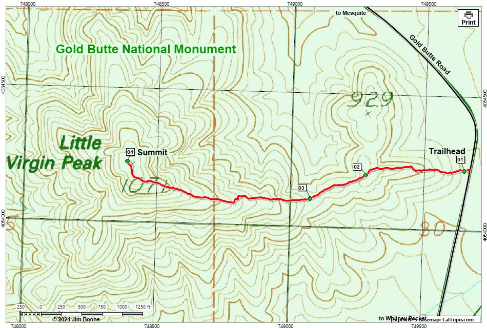 Little Virgin Peak Route Map