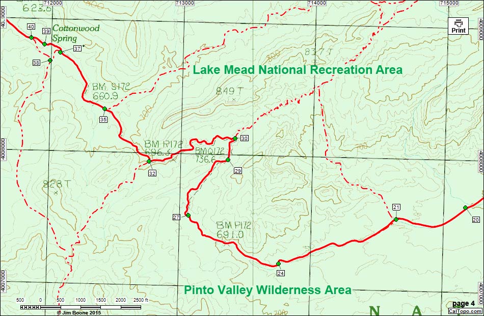 Pinto Valley Route Map