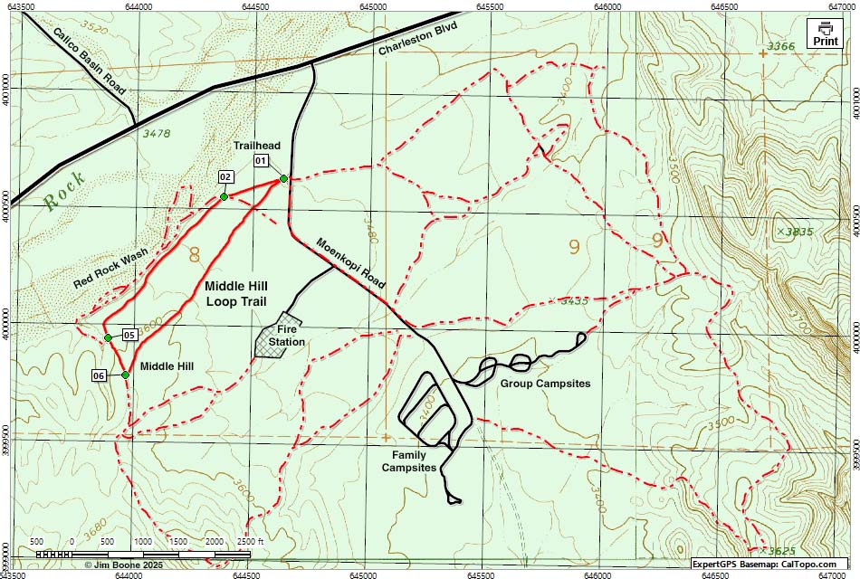 Campground Wash Loop Hiking Map