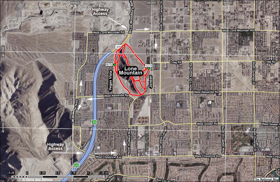 Lone Mountain Trailheads Map