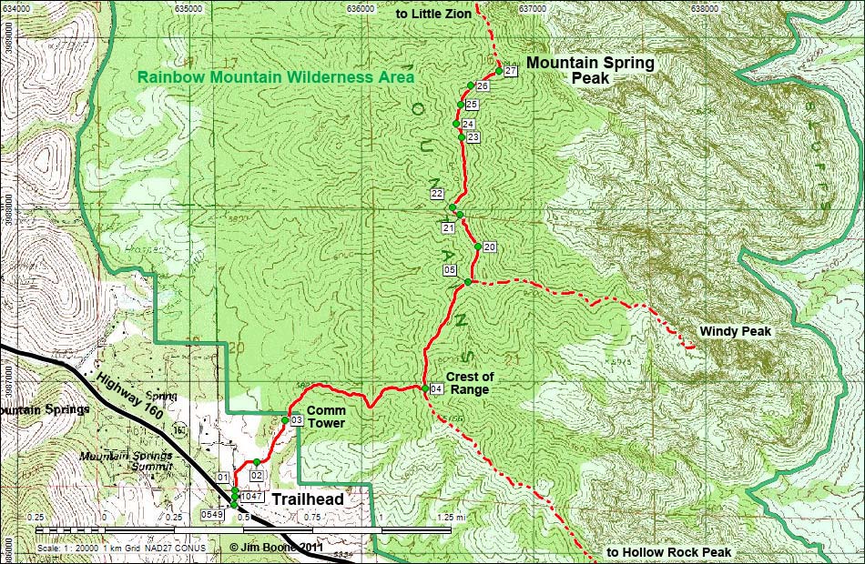 Mountain Spring Peak Route Map