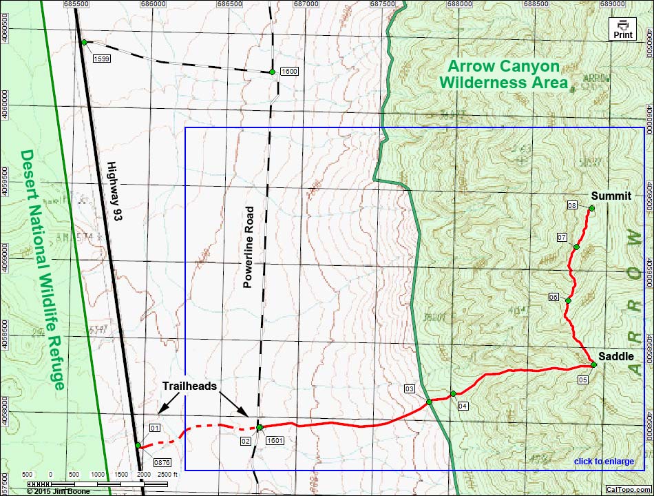 Big Arrow Peak Map