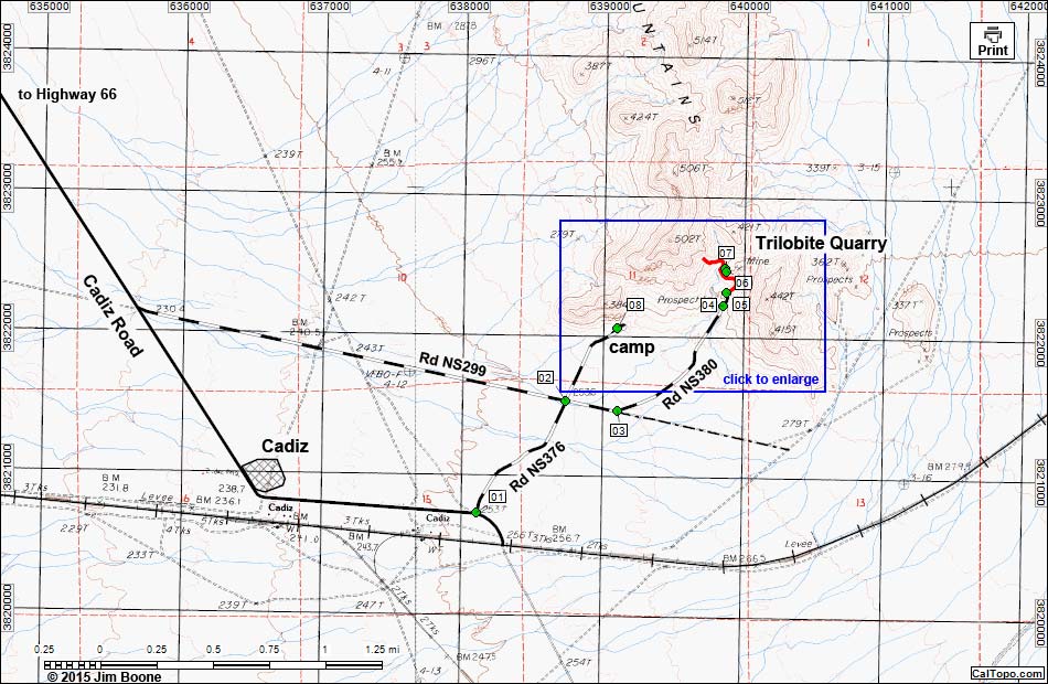 Cadiz Trilobite Quarry Map