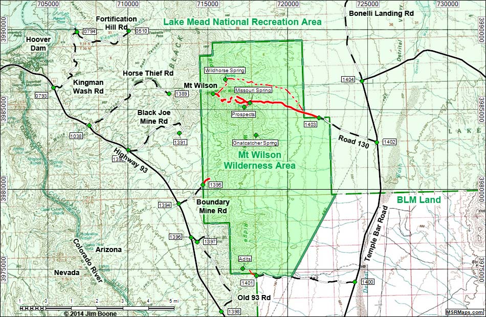 Mount Wilson Wilderness Area Map